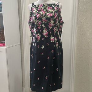 Amanda Smith Black Dress with Pink Floral Design